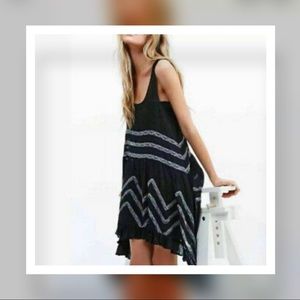 Free People trapeze voile polka dot lace slip tuni